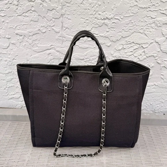 Black Structured Tote Bag - Picture 2 of 5